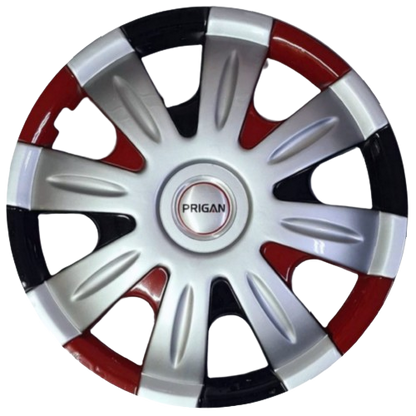 PRIGAN SONEX SILVER BLACK RED WHEEL COVER  (Set of 4)  AVAILABLE IN 13 INCH