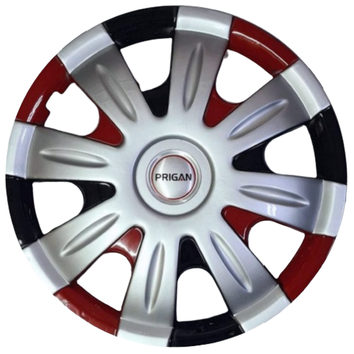 PRIGAN SONEX SILVER BLACK RED WHEEL COVER  (Set of 4)  AVAILABLE IN 13 INCH