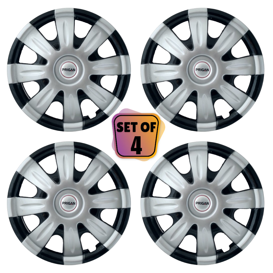 PRIGAN SONEX SILVER BLACK WHEEL COVER  (Set of 4)  AVAILABLE IN 13 INCH