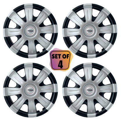 PRIGAN SONEX SILVER BLACK WHEEL COVER  (Set of 4)  AVAILABLE IN 13 INCH