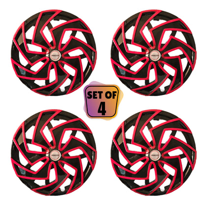 PRIGAN SPIDER BLACK RED WHEEL COVER  (Set of 4)  AVAILABLE IN 14,15,16 INCH