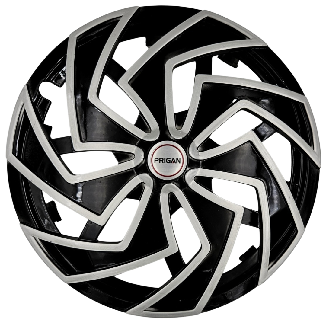 PRIGAN SPIDER BLACK SILVER WHEEL COVER  (Set of 4)  AVAILABLE IN 14,15,16 INCH