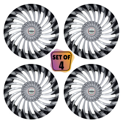 PRIGAN SWING 14 INCH SILVER BLACK WHEEL COVER  (Set of 4)  AVAILABLE IN 13,14,15 INCH