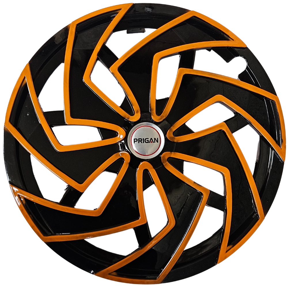 PRIGAN SPIDER BLACK ORANGE WHEEL COVER  (Set of 4)  AVAILABLE IN 12,13,14,15,16 INCH