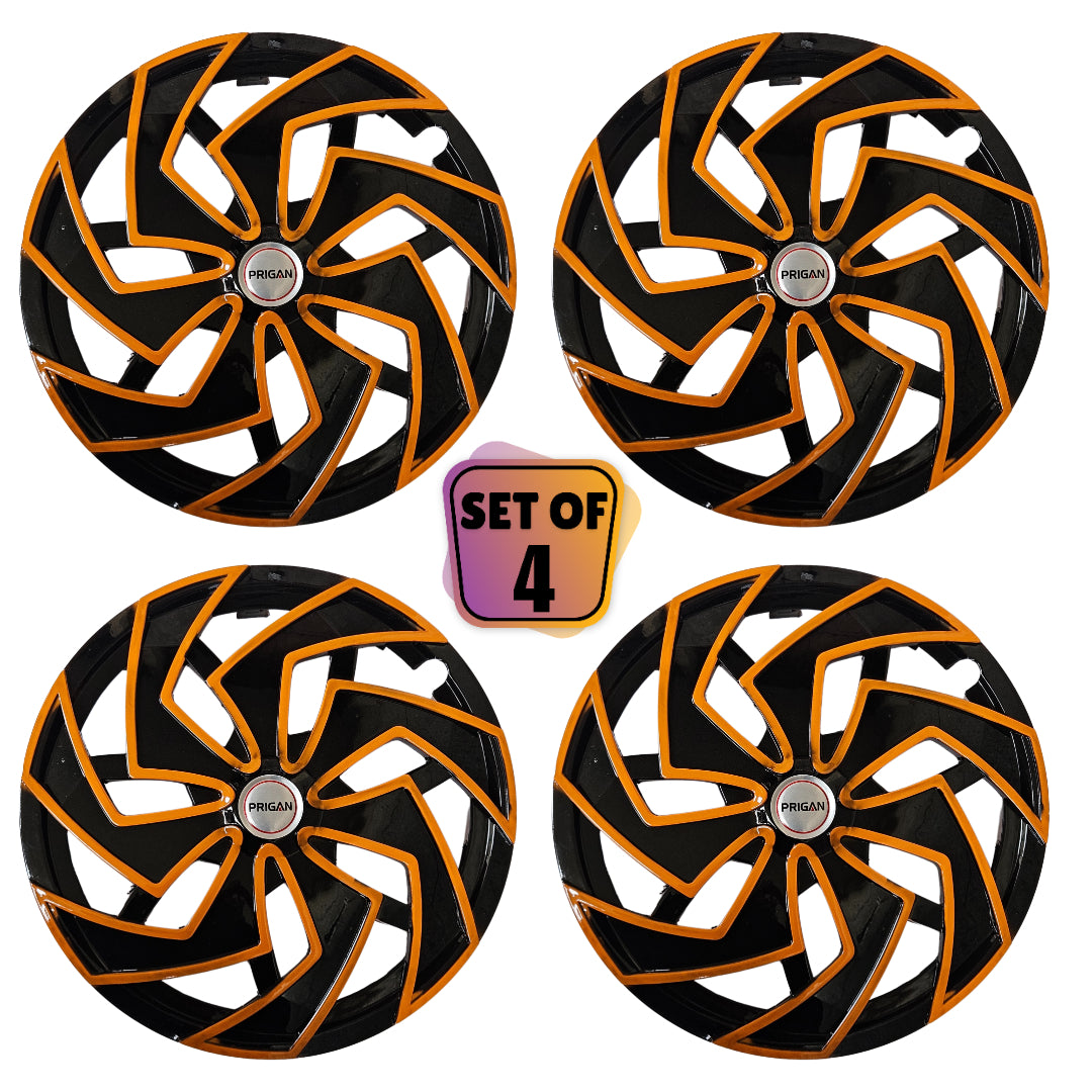 PRIGAN SPIDER BLACK ORANGE WHEEL COVER  (Set of 4)  AVAILABLE IN 12,13,14,15,16 INCH