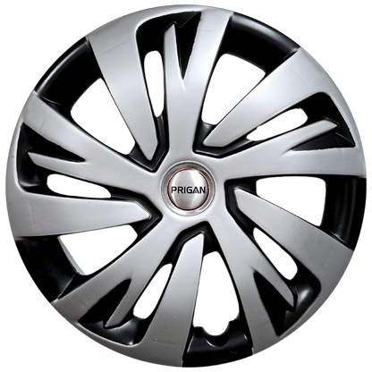 PRIGAN SWIFT-6 14 INCH BLACK SILVER WHEEL COVER  (Set of 4)  AVAILABLE IN 14 INCH