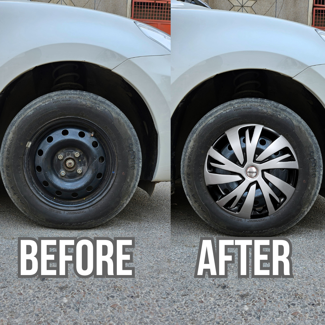 PRIGAN SWIFT-6 14 INCH BLACK SILVER WHEEL COVER  (Set of 4)  AVAILABLE IN 14 INCH
