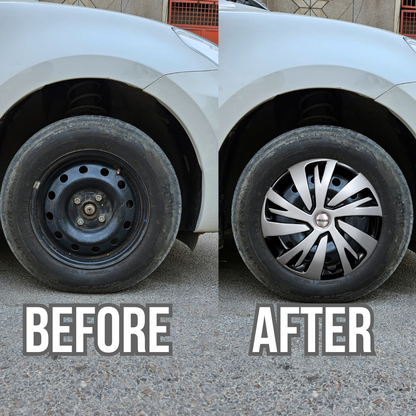 PRIGAN SWIFT-6 14 INCH BLACK SILVER WHEEL COVER  (Set of 4)  AVAILABLE IN 14 INCH