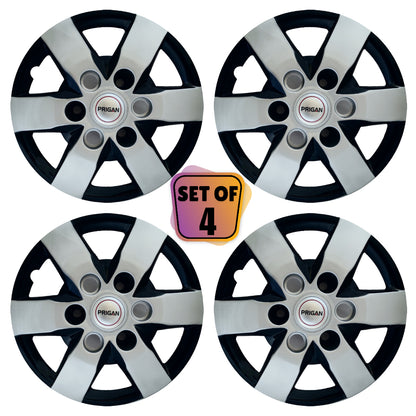PRIGAN TAVERA 15 INCH SILVER BLACK WHEEL COVER  (Set of 4)  AVAILABLE IN 15 INCH SPECIALLY DESIGNED TO FIT ON TAVERA ONLY