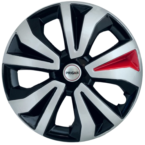 PRIGAN TIAGO TYPE-1 14 INCH SILVER BLACK RED WHEEL COVER  (Set of 4)  AVAILABLE IN 14 INCH