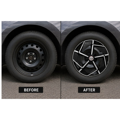 PRIGAN RANGER 14 INCH SILVER BLACK WHEEL COVER  (Set of 4)  AVAILABLE IN 14 INCH