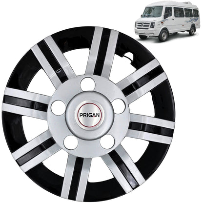 PRIGAN WHEEL COVER FOR BOLERO AND FORCE TYPE-4 15 INCH SILVER BLACK WHEEL CAP  (Set of 4)  AVAILABLE IN 15 INCH