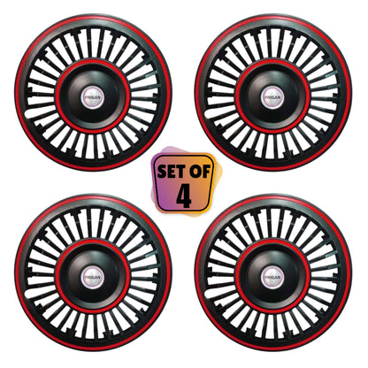 PRIGAN VINTAGE INCH BLACK RED WHEEL COVER  (Set of 4)  AVAILABLE IN 13,14 INCH