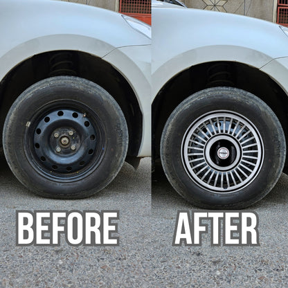 PRIGAN VINTAGE INCH SILVER BLACK WHEEL COVER  (Set of 4)  AVAILABLE IN 13,14 INCH