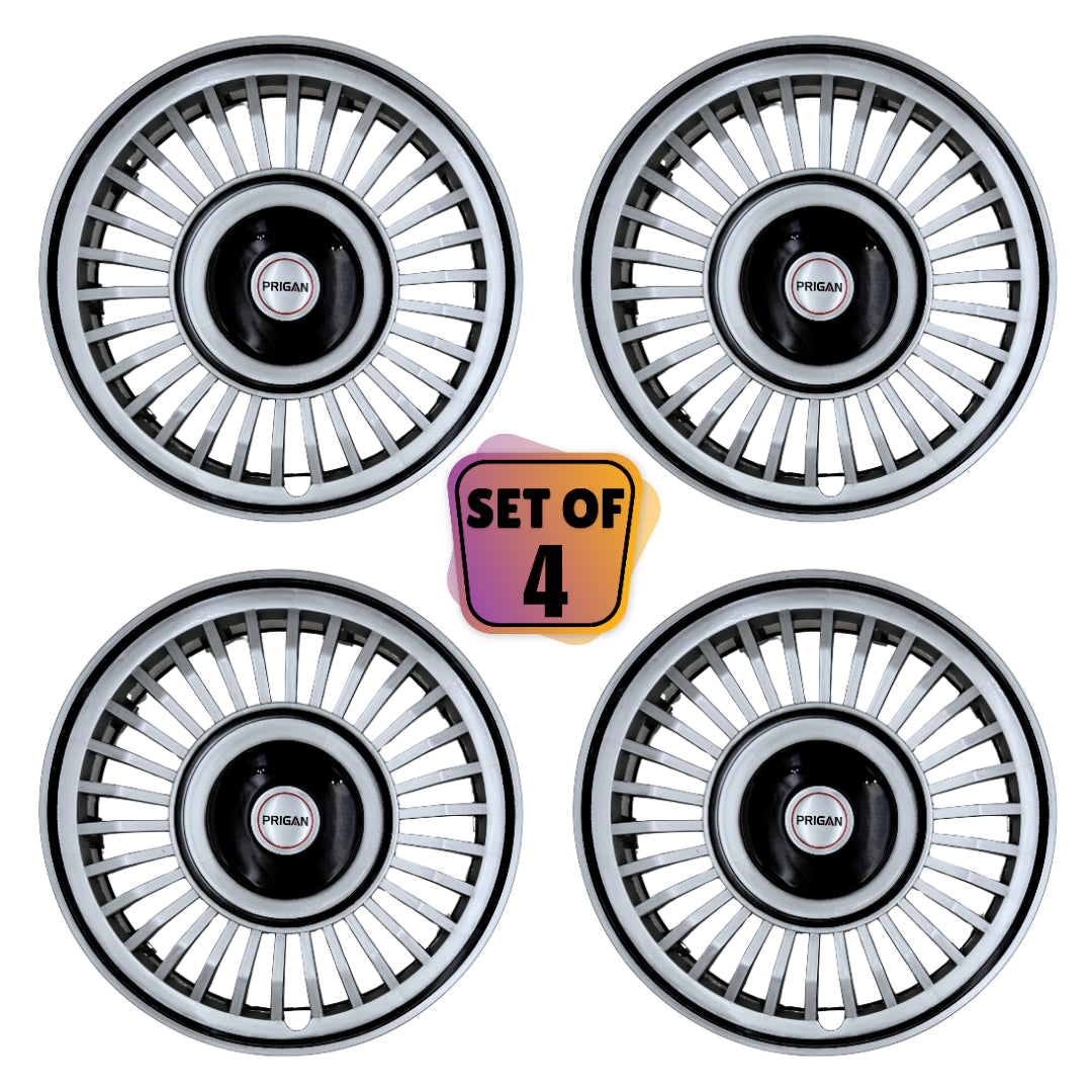 PRIGAN VINTAGE INCH SILVER BLACK WHEEL COVER  (Set of 4)  AVAILABLE IN 13,14 INCH