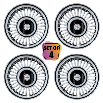 PRIGAN VINTAGE INCH SILVER BLACK WHEEL COVER  (Set of 4)  AVAILABLE IN 13,14 INCH