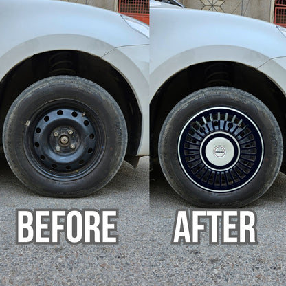 PRIGAN VINTAGE INCH BLACK SILVER WHEEL COVER  (Set of 4)  AVAILABLE IN 13,14 INCH