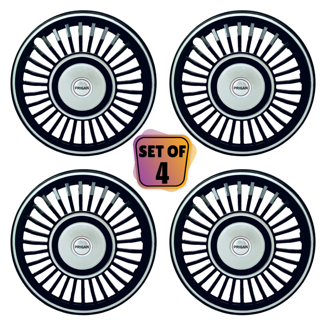 PRIGAN VINTAGE INCH BLACK SILVER WHEEL COVER  (Set of 4)  AVAILABLE IN 13,14 INCH
