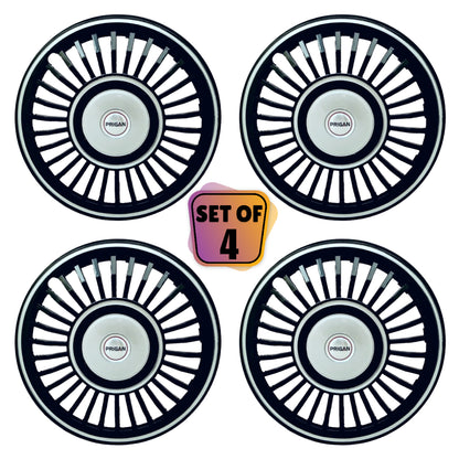 PRIGAN VINTAGE INCH BLACK SILVER WHEEL COVER  (Set of 4)  AVAILABLE IN 13,14 INCH