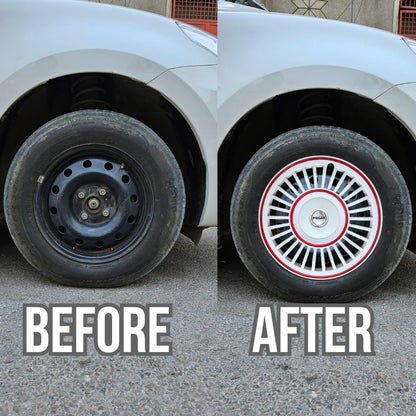 PRIGAN VINTAGE INCH WHITE RED WHEEL COVER  (Set of 4)  AVAILABLE IN 13,14 INCH