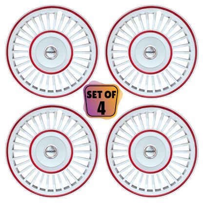 PRIGAN VINTAGE INCH WHITE RED WHEEL COVER  (Set of 4)  AVAILABLE IN 13,14 INCH