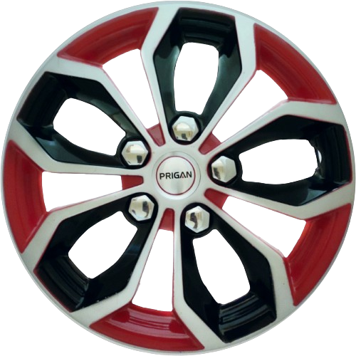 PRIGAN VISION BLACK SILVER RED WHEEL COVER  (Set of 4)  AVAILABLE IN 12,13,14,15,16  INCH