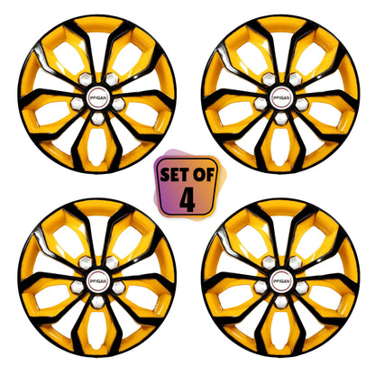 PRIGAN VISION BLACK YELLOW WHEEL COVER  (Set of 4)  AVAILABLE IN 12,13,14,15,16 INCH