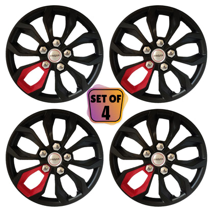 PRIGAN VISION 12 INCH BLACK RED SINGLE WHEEL COVER  (Set of 4)  AVAILABLE IN 12,13,14,15,16 INCH