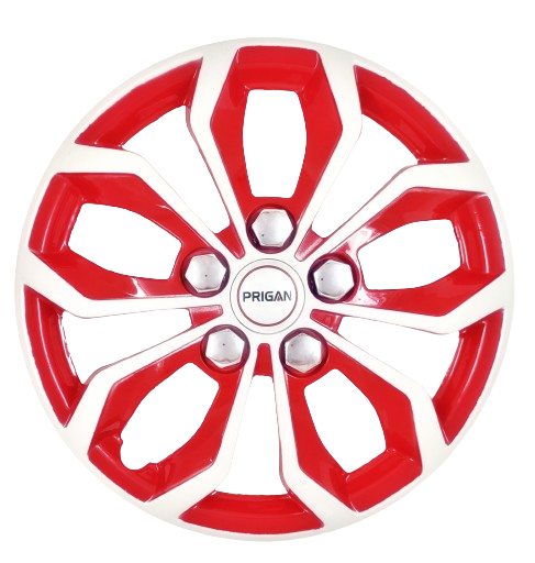 PRIGAN VISION WHITE RED WHEEL COVER  (Set of 4)  AVAILABLE IN 12,13,14,15,16 INCH