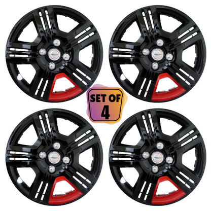 PRIGAN VTEC BLACK RED WHEEL COVER  (Set of 4)  AVAILABLE IN 12,13,14 INCH