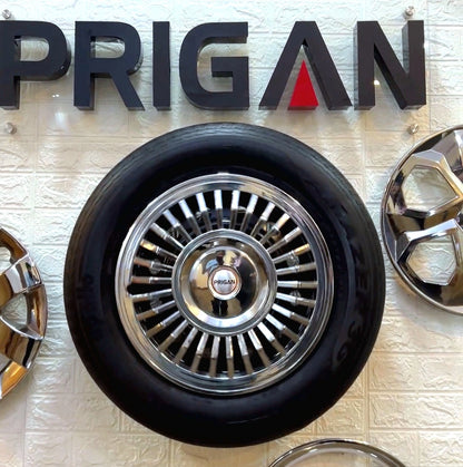 PRIGAN VINTAGE CHROME WHEEL COVER  (Set of 4)  AVAILABLE IN 13,14 INCH