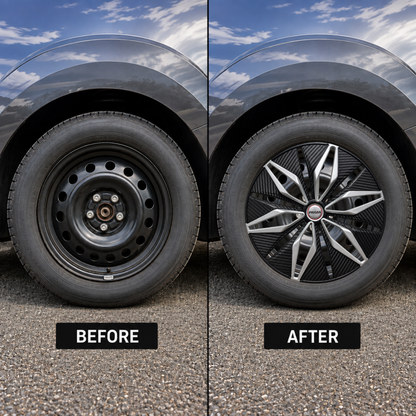 PRIGAN GLOCK SILVER BLACK WHEEL COVER (Set of 4)  AVAILABLE IN 13,14,15 INCH