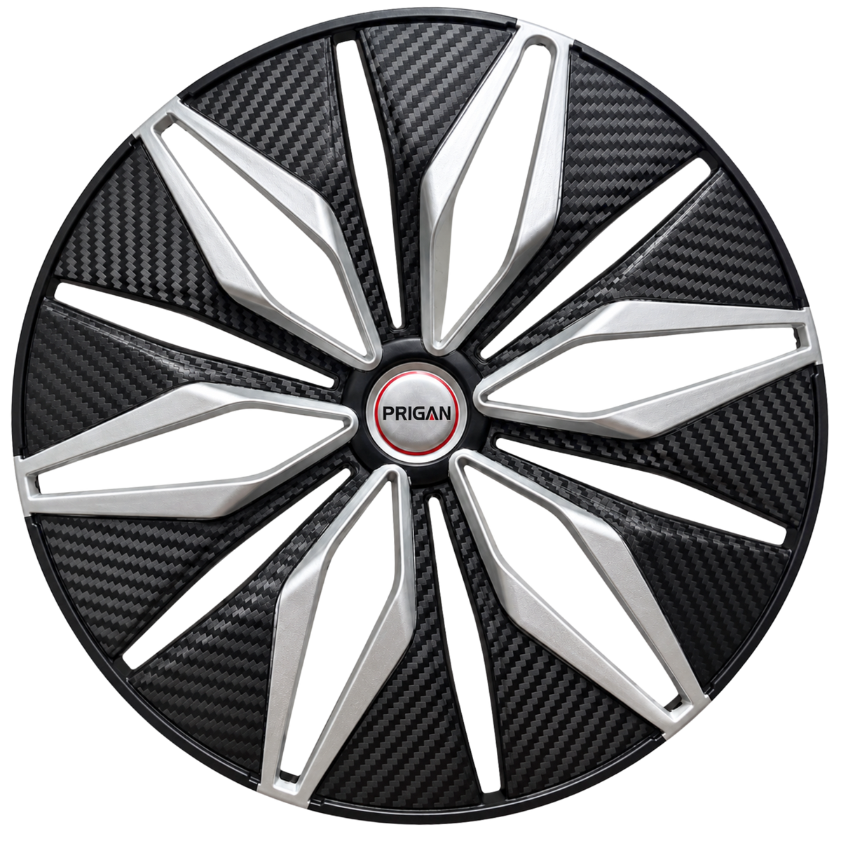 PRIGAN GLOCK SILVER BLACK WHEEL COVER (Set of 4)  AVAILABLE IN 13,14,15 INCH