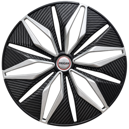 PRIGAN GLOCK SILVER BLACK WHEEL COVER (Set of 4)  AVAILABLE IN 13,14,15 INCH