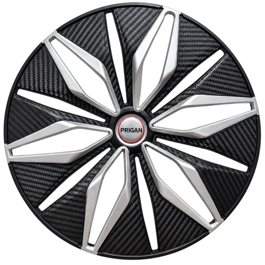 PRIGAN GLOCK SILVER BLACK WHEEL COVER (Set of 4)  AVAILABLE IN 13,14,15 INCH