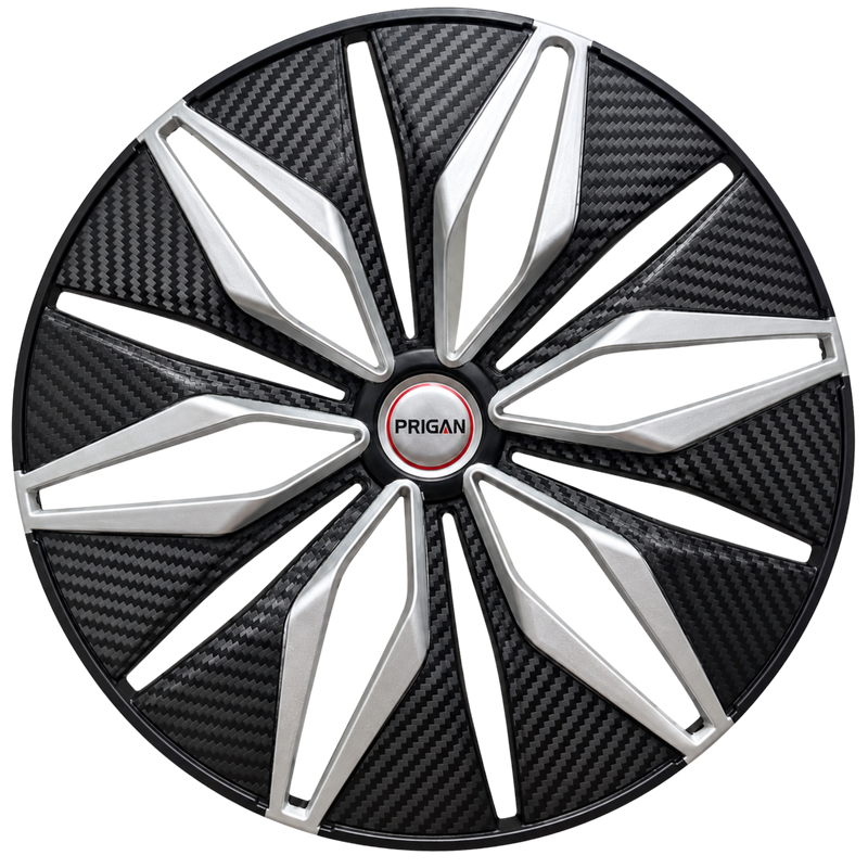 PRIGAN GLOCK SILVER BLACK WHEEL COVER (Set of 4)  AVAILABLE IN 13,14,15 INCH
