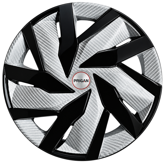 PRIGAN EAGLE SILVER-BLACK WHEEL COVER  (Set of 4)  AVAILABLE IN 12,13,14,15 INCH