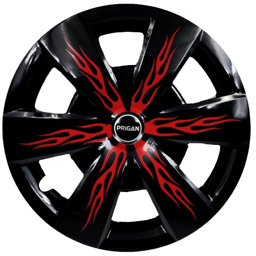 PRIGAN FIREBOLT BLACK RED WHEEL COVER  (Set of 4)  AVAILABLE IN 12,13,14,15,16,17  INCH