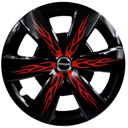 PRIGAN FIREBOLT BLACK RED WHEEL COVER  (Set of 4)  AVAILABLE IN 12,13,14,15,16,17  INCH