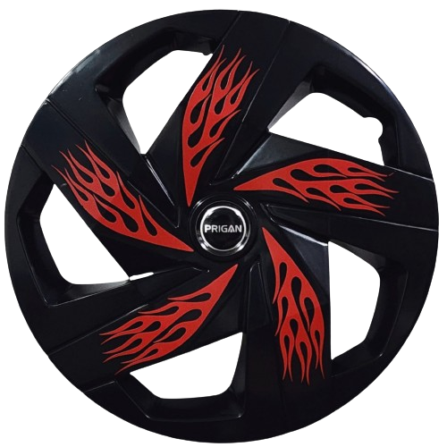 PRIGAN FIREBOLT BLACK RED WHEEL COVER  (Set of 4)  AVAILABLE IN 12,13,14,15,16,17  INCH