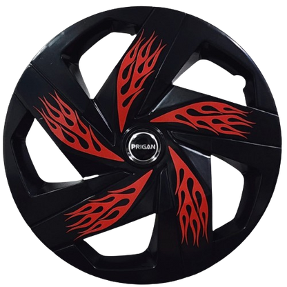 PRIGAN FIREBOLT BLACK RED WHEEL COVER  (Set of 4)  AVAILABLE IN 12,13,14,15,16,17  INCH