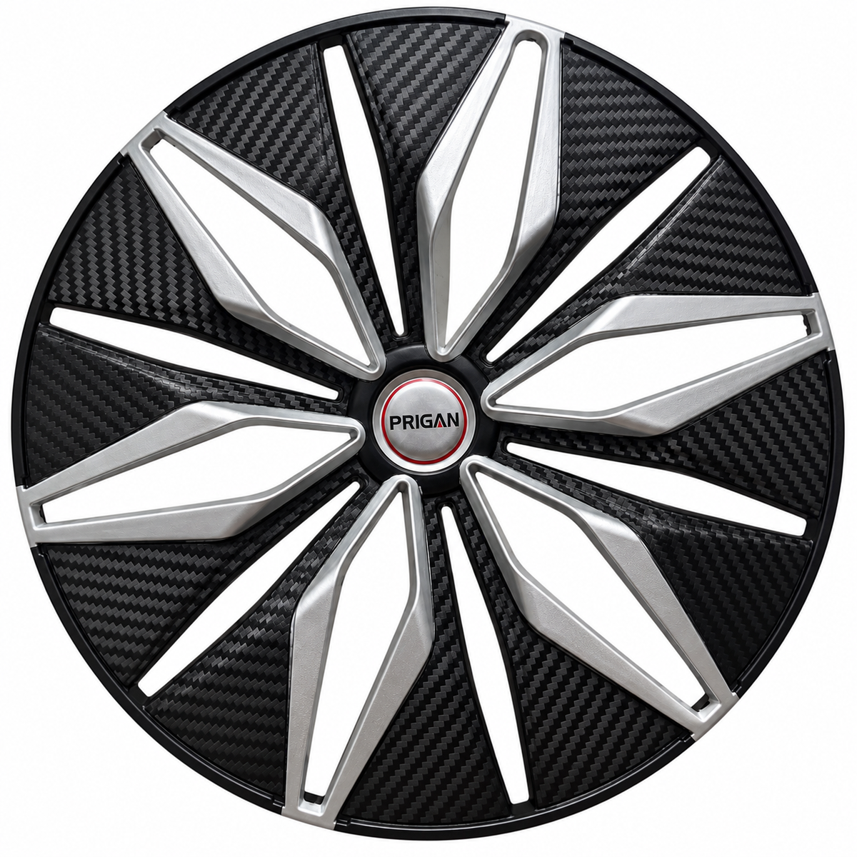 PRIGAN GLOCK SILVER BLACK WHEEL COVER (Set of 4)  AVAILABLE IN 13,14,15 INCH