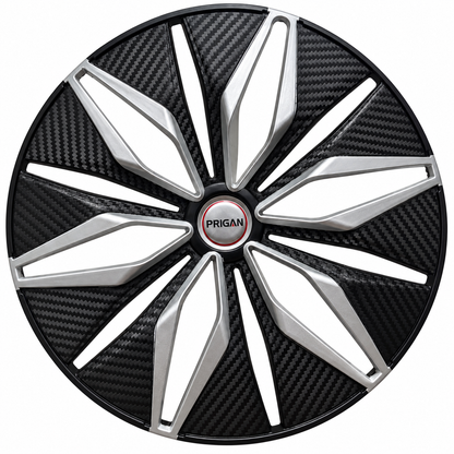 PRIGAN GLOCK SILVER BLACK WHEEL COVER (Set of 4)  AVAILABLE IN 13,14,15 INCH
