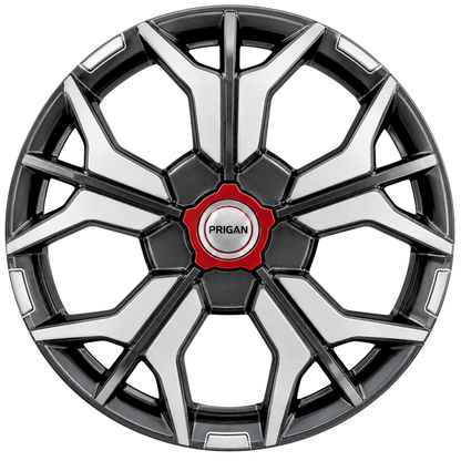 PRIGAN SHARP GREY-SILVER WHEEL COVER  (Set of 4)  AVAILABLE IN 12,13,14,15,16,17 INCH
