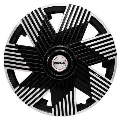 PRIGAN MATRIX BLACK SILVER WHEEL COVER  (Set of 4)  AVAILABLE IN 12,13,14,15,16 INCH