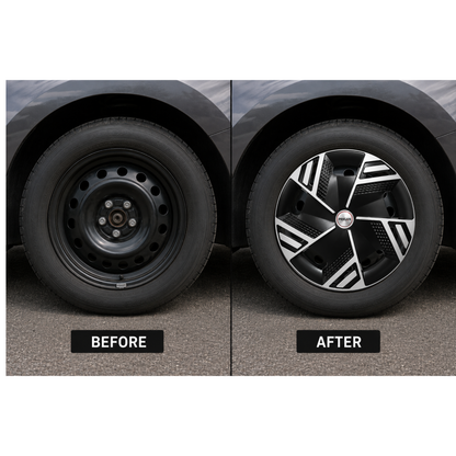 PRIGAN NITRO BLACK SILVER WHEEL COVER  (Set of 4)  AVAILABLE IN 14,15,16 INCH