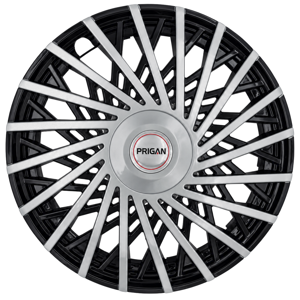 PRIGAN SATIN SILVER BLACK WHEEL COVER (Set of 4)  AVAILABLE IN 13,14,15 INCH