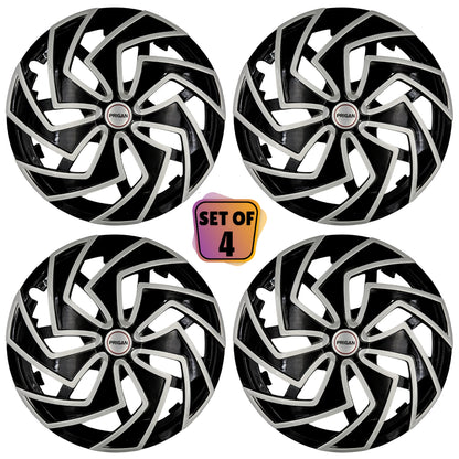 PRIGAN SPIDER BLACK SILVER WHEEL COVER  (Set of 4)  AVAILABLE IN 14,15,16 INCH