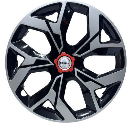 PRIGAN VOX BLACK SILVER WHEEL COVER  (Set of 4)  AVAILABLE IN 14,15 INCH