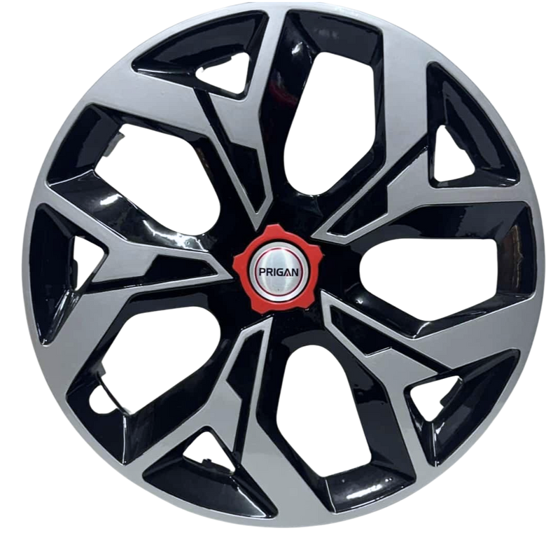PRIGAN VOX BLACK SILVER WHEEL COVER  (Set of 4)  AVAILABLE IN 14,15 INCH